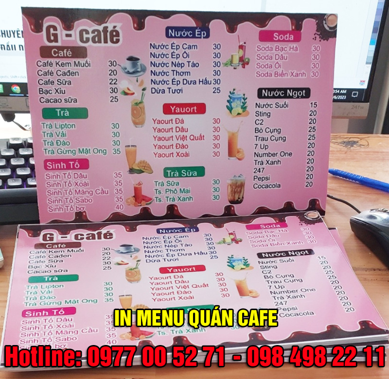 Địa chỉ in menu cafe giá rẻ tại Bình Dương uy tín, chất lượng hàng đầu