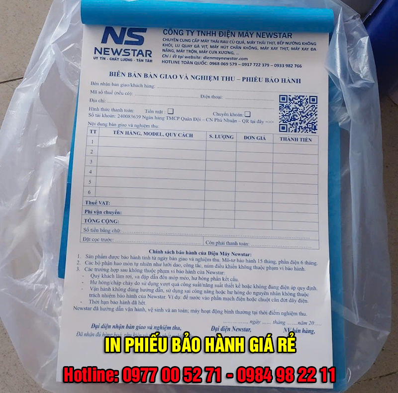 In Phiếu Bảo Hành – Thiết Kế Chuyên Nghiệp, In Đẹp, Giá Tốt